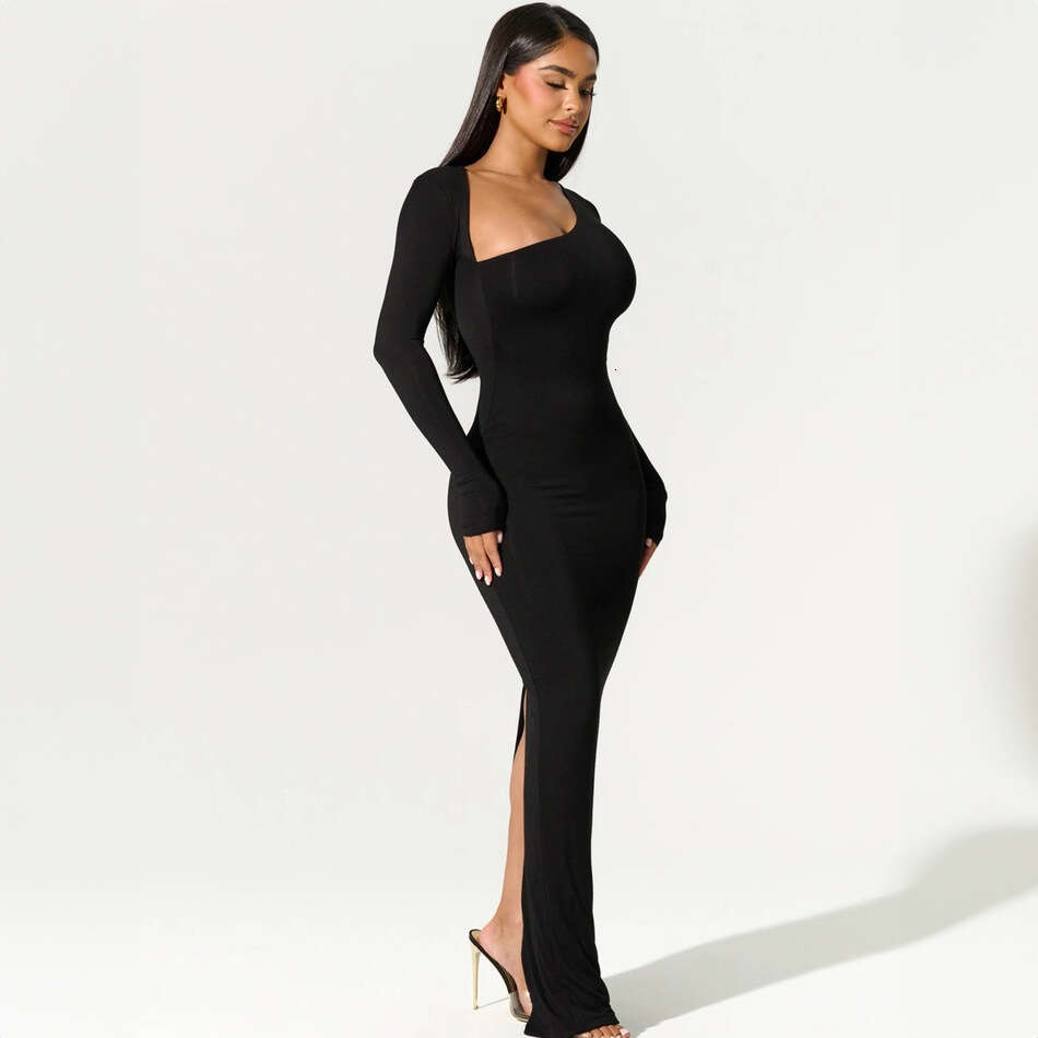 Sheath Dress Wind Women S Clothing Summer New Style Sexy Spicy Girl Slim Fit And Slimming Long Sleeved Slanted Neck Back Slit Dress Summer Dress