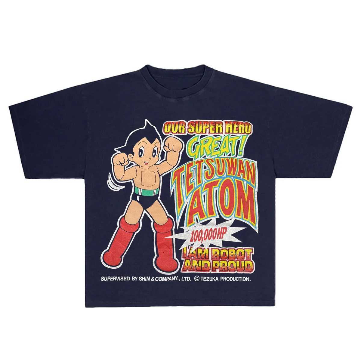 2025 European and American INS Classic Retro Cartoon Printed Top T-shirt Casual Large Size Hip-hop Mens and Womens Top T-shirt J250515EBP0