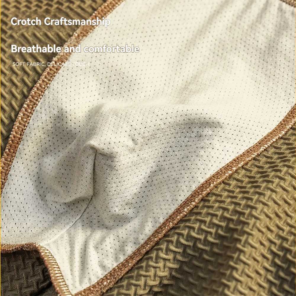 3PCS/Pack Smooth Ice Silk Plaid Mens Panties Soft Breathable Crotch Boxers Man Skin-friendly Underpants High Elastic Underwear J250516