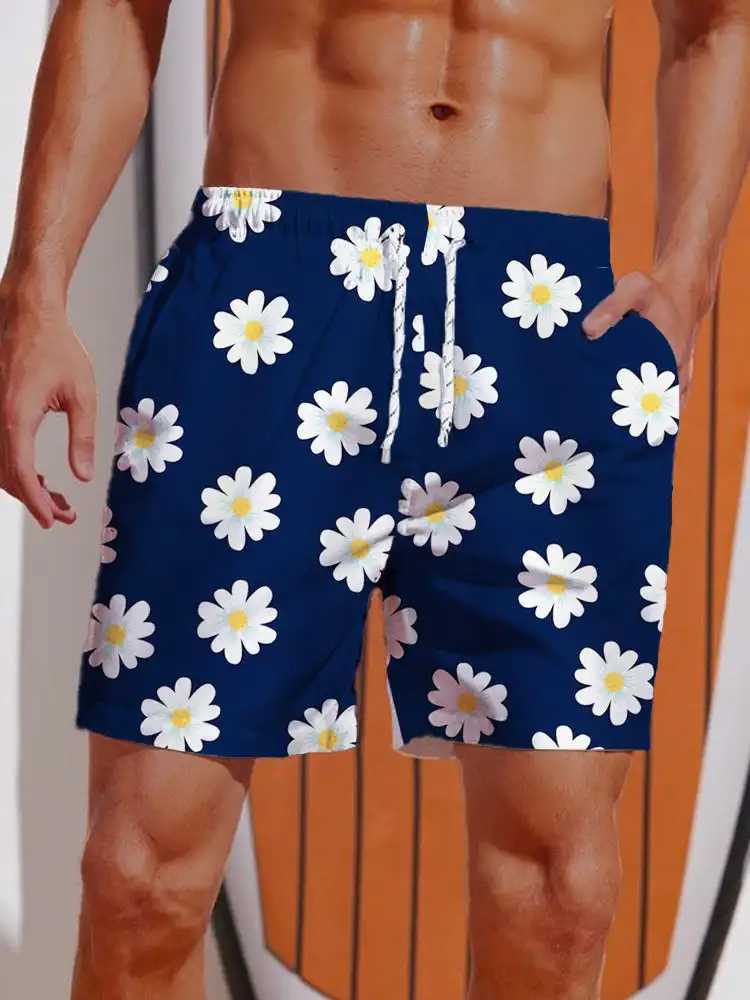 2024 Summer 3D Printed Hawaiian Vacation Style Printing Shorts Mens Board Shorts Casual Swim Trunks Drawstring Breathable Short J2505150EHD