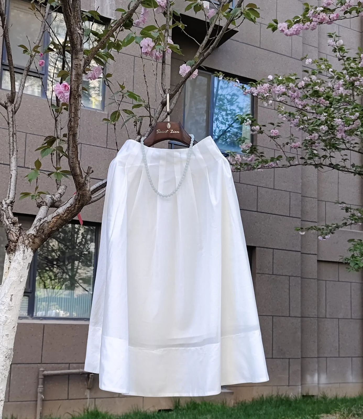 French elegant retro green umbrella skirt temperament high-waisted slim fluffy skirt ladies half skirt 250517