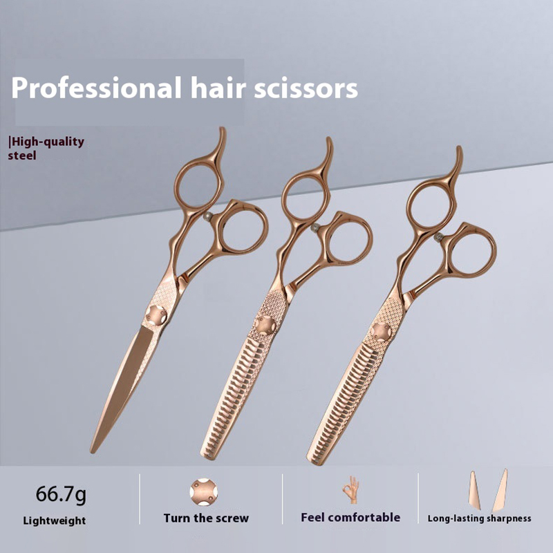 VG10 6Inch Salon Hair Stylist Professional Hairdressing Scissors Rose Gold Flat Teeth Thinning Shear