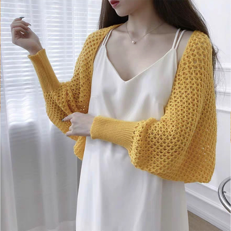 K767 Summer internet celebrity monochrome knitted cuff air conditioning shawl exterior solid color fashionable age-reducing four seasons multi-purpose