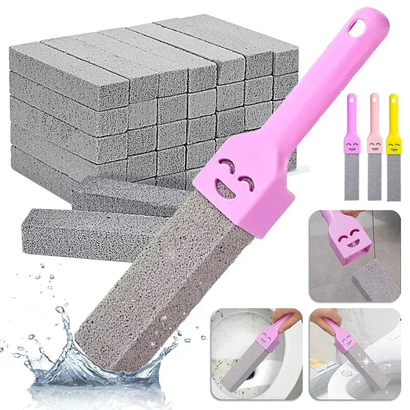 5PCS Pumice Stone Toilet Brush Bathroom Cleaning Stone with Handle Tile Sink Bathtub Limescale Rust Stain Remove Cleaning Tools