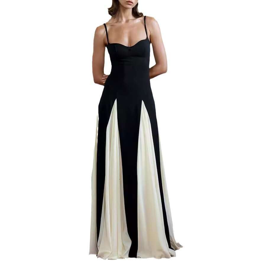 Sheath Dress Women S Elegant Fashionable Sexy Nightclub Trend Off Shoulder Patchwork Large Swing Suspender Women S Evening Dress Summer Dress