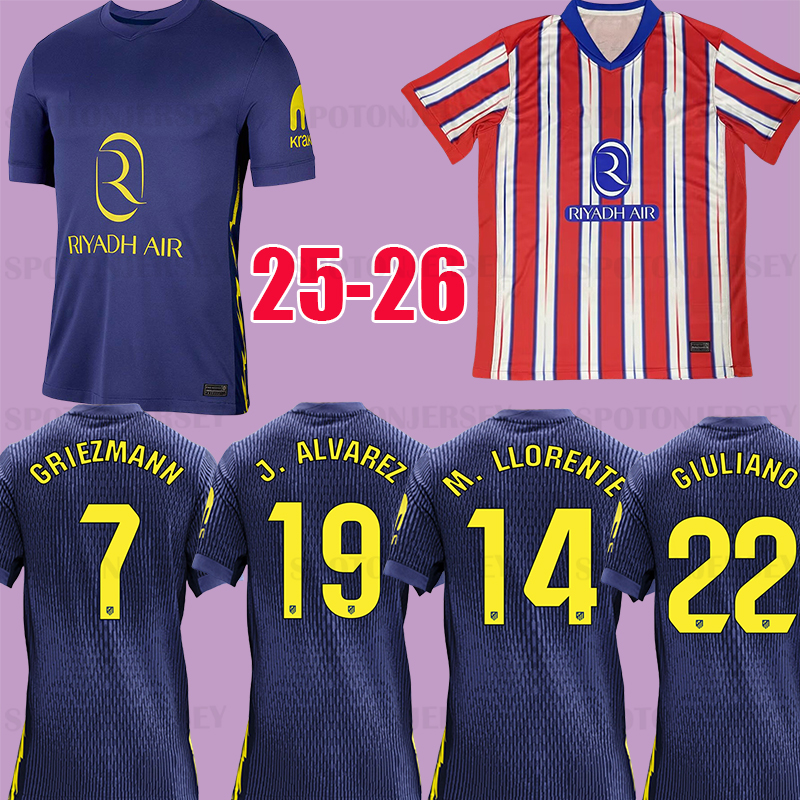 2025 2026 Atletico Madrids Soccer Jerseys MORATA JOAO FELIX CORREA KOKE Camisetas de futbol atletico madrids LEMAR men kids kit Football Shirt atleticos de madrids