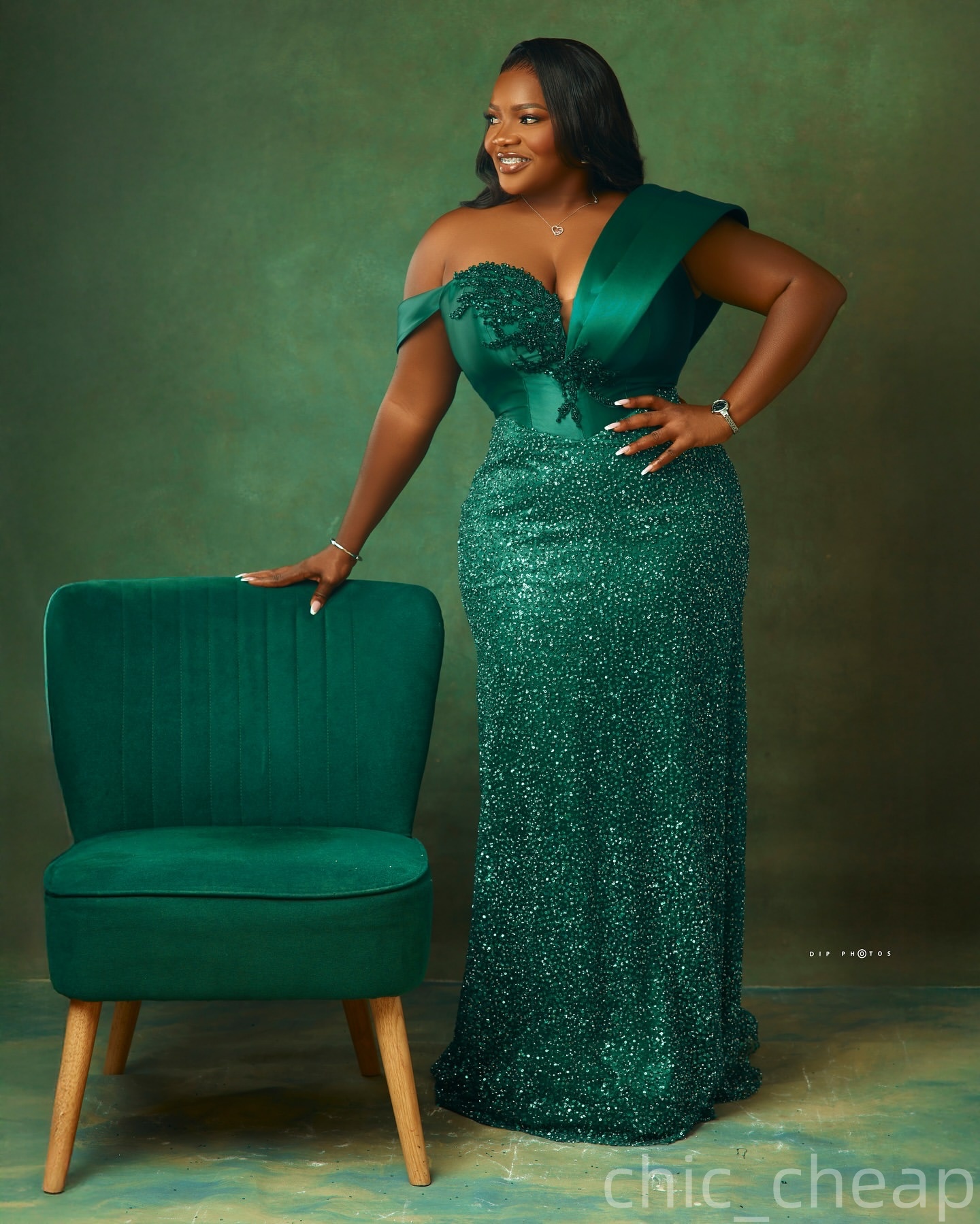 Mermaid Dark Green Plus Size Prom Dresses 2025 Sequined Beaded One Shoulder Evening Formal Party Second Birthday Engagement Gowns Dress For Special Oc