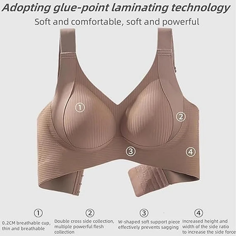Thin Seamless Threaded Womens Intimates U-Shaped Beautiful Back Anti-Sagging Wire-Free Bra 250617