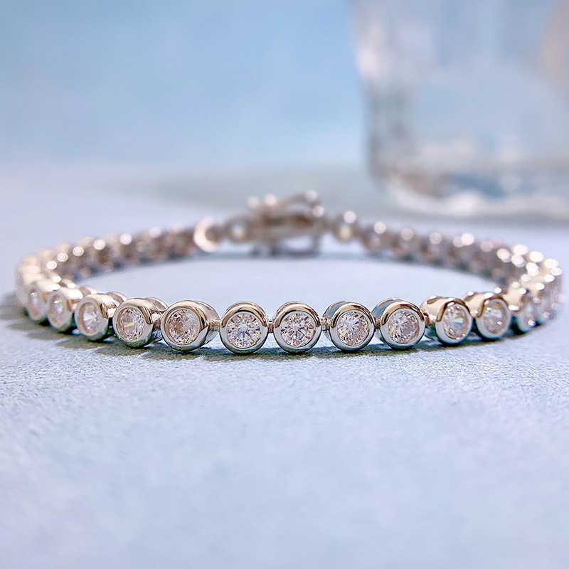 New S925 Silver Luxury High Carbon Diamond Tennis Bracelet Minimalist Full Diamond Chic Fashion Jewelry for Women