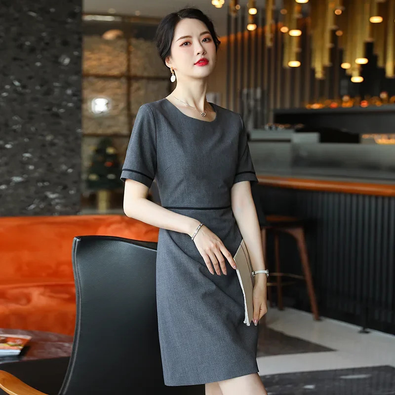 Spring Summer Fashion Korean Waist-Cinching Workwear Dress Slimming el Beauty Jewelry Uniform Womens Dress 250519