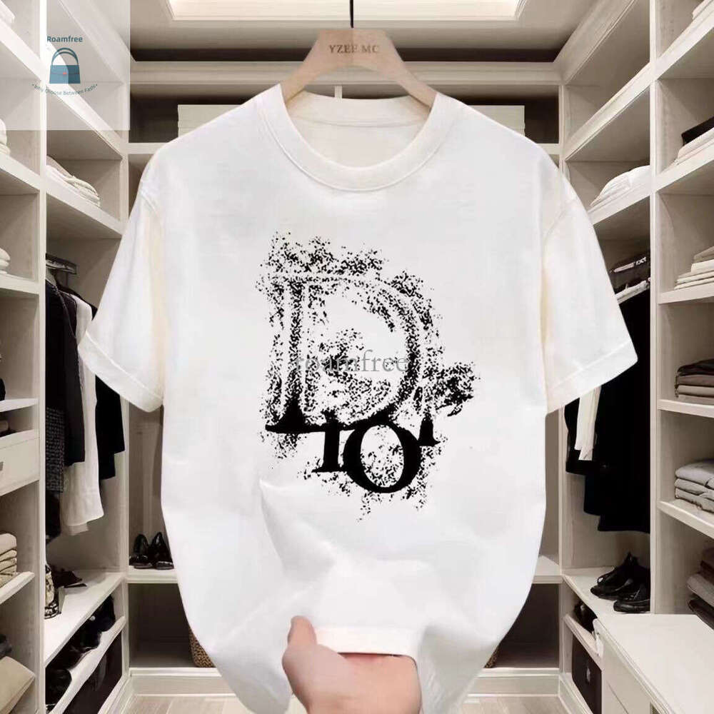 Trendy 2025 Summer Pure Cotton Men's Round Neck Short sleeved T-shirt with Loose Printing New Casual Top