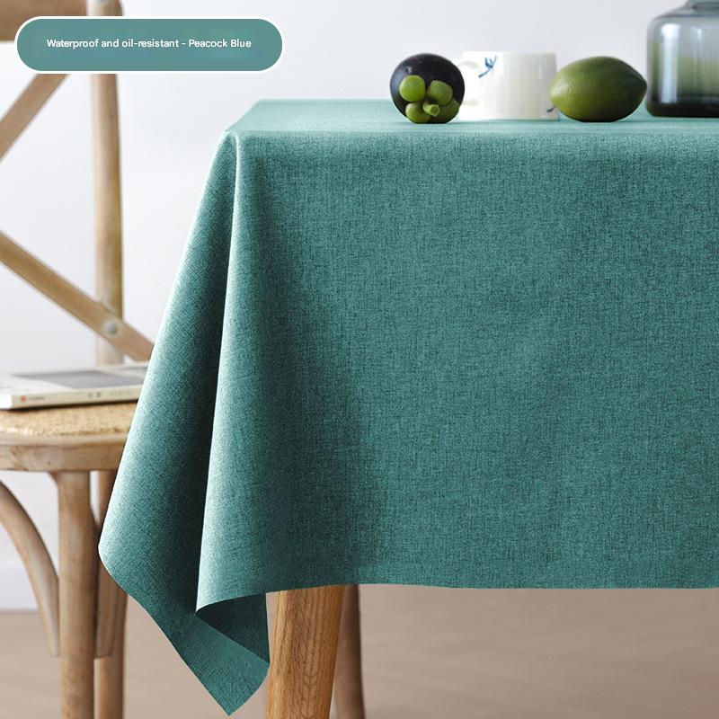 A698 Fabric cotton and linen tablecloth waterproof and oil-proof solid color rectangular tablecloth dust cover towel household coffee table tablecloth