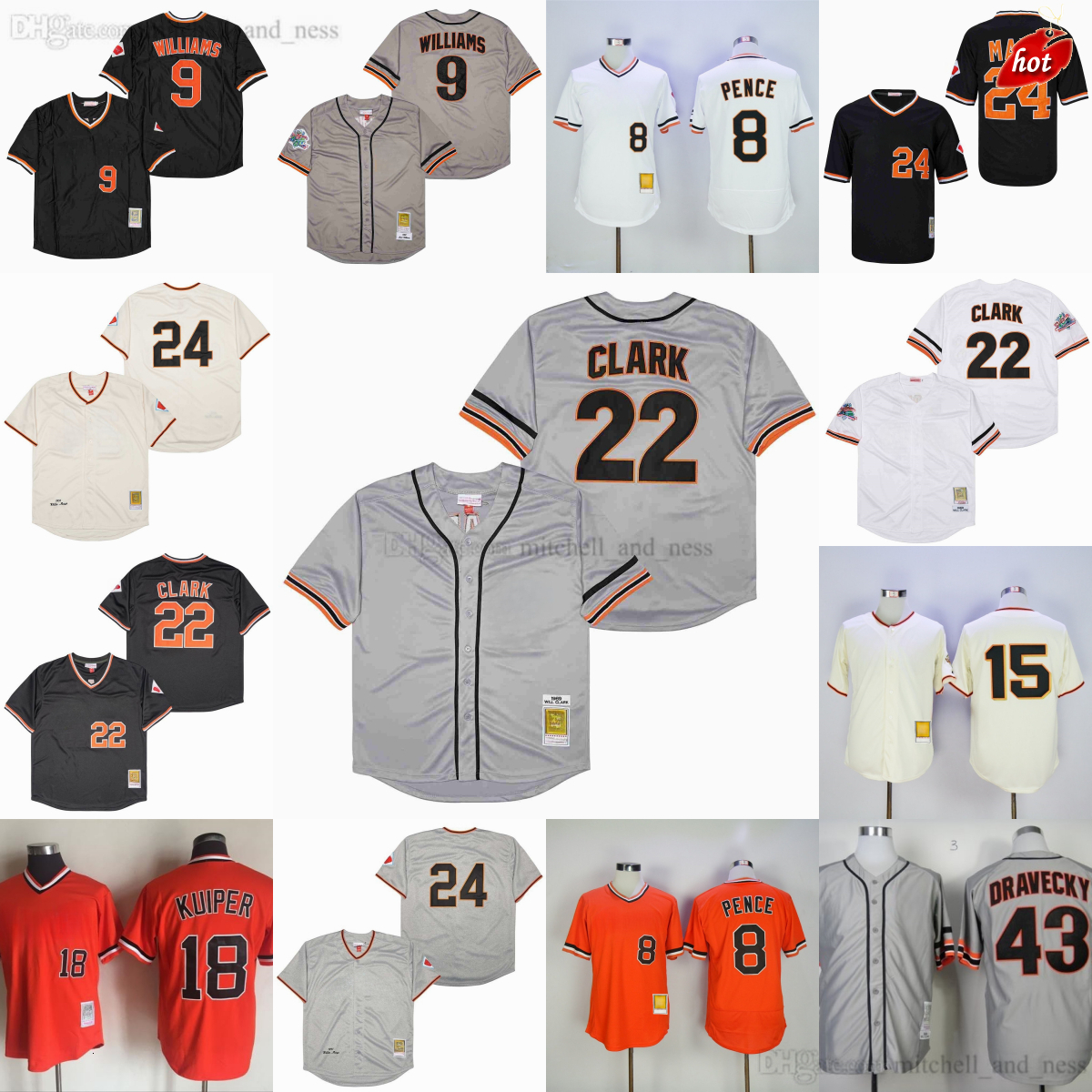 MitchellandNess Movie 1989 Baseball 8 Hunter Pence Jersey Throwback Matt Williams Willie Mays Will Clark Bruce Bochy Duane Kuiper Jerseys Breathable Sport Shirt