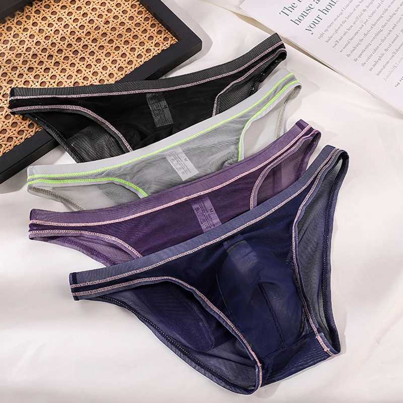 Mens Sexy Briefs Transparent Mesh Seamless Underwear Low-Rise Ultra-Thin Sheer Male Panties mens sexy underwear J250516