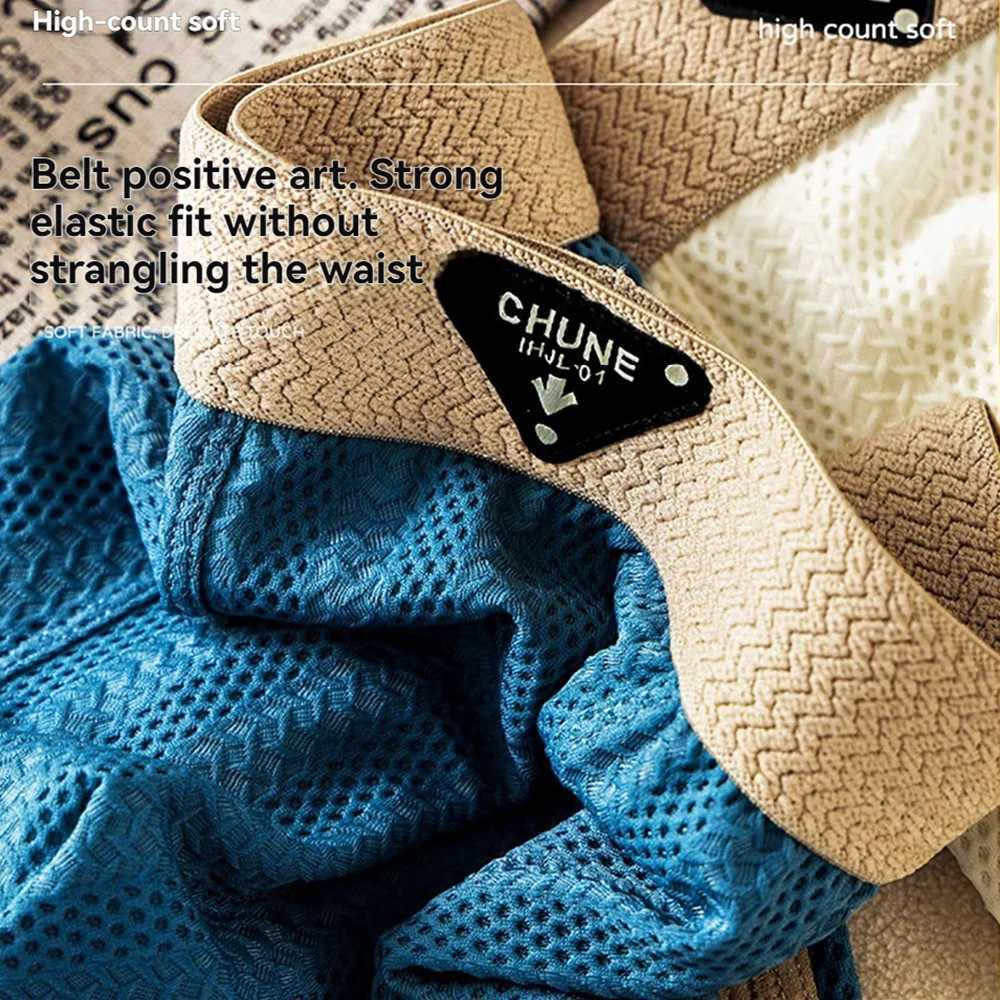 3PCS/Pack Fashion Solid Hollow Out Ice Silk Mens Panties Cool Breathable Mesh Crotch Underwear Man High Elastic Waist Boxer J250516