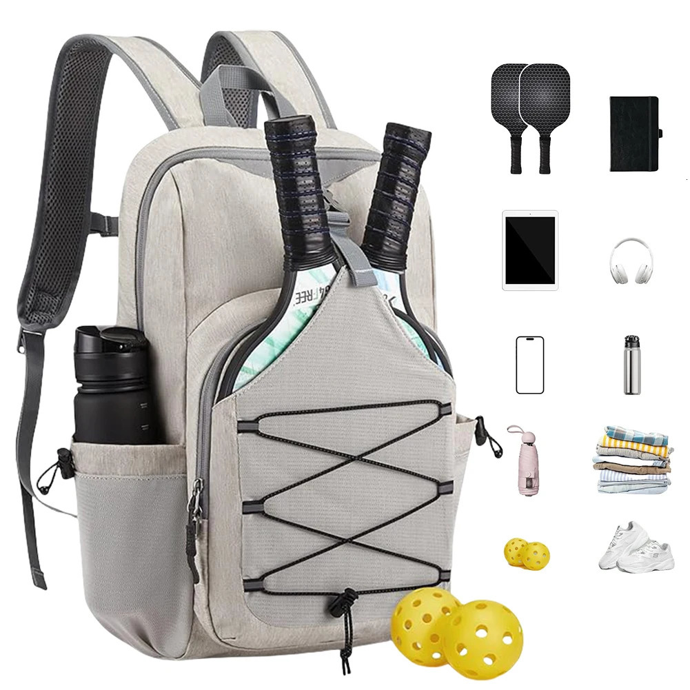 Pickleball Paddle Bag with Hanging Hook Breathable Sports Backpack Large Capacity Portable Racket Rucksack Daily Commuting Bag 250513