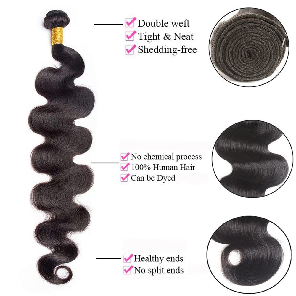 ViBESHiFT 10-26 Inch Body Wave Human Hair Extensions Unprocessed 100% Human Hair Weave Bundles Hair piece for women