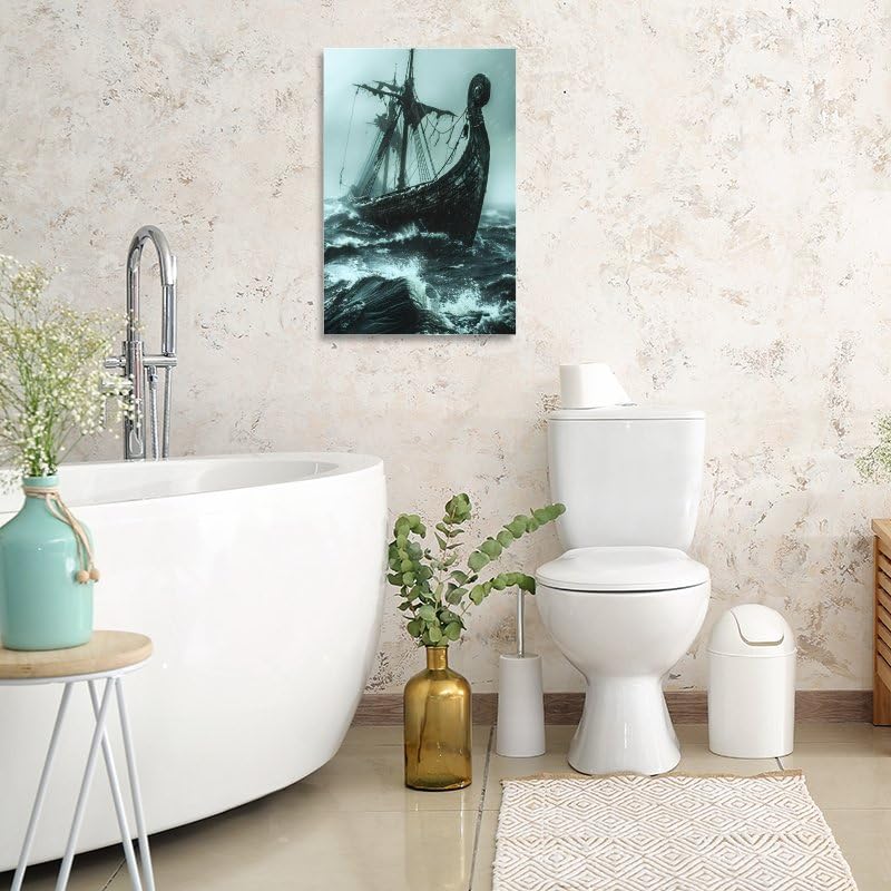Generic Viking Ship Canvas Poster Wall Art Decor Print Picture Paintings for Living Room Gift ForBedroom Decoration 12x18inch(30x45cm), Frame-style