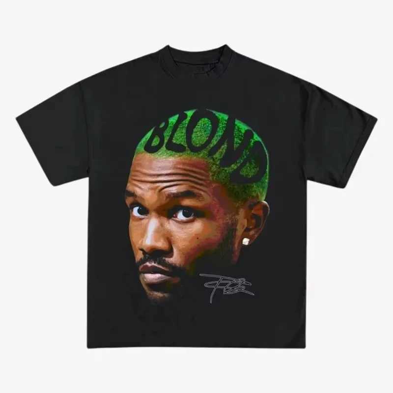 Rapper Frank Retro Graphic T Shirt Mens Hip Hop Ocean Album Clothing T-Shirts Y2k Unisex Blond Fashion Oversized Cotton T-shirt J2505157IP9