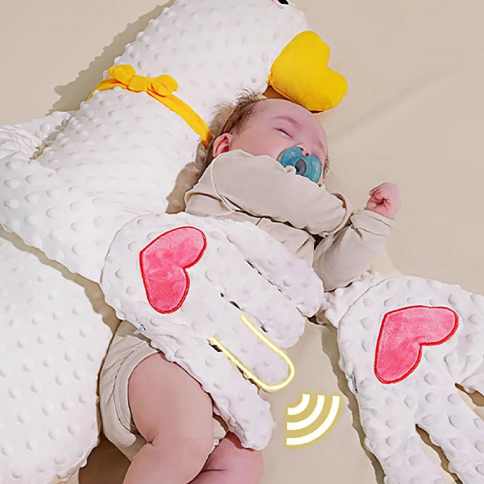 White Gooses Shape Baby Sleeping Patting Doll With Soothing Palm 3 Speed Adjustable Electric Hand Pillow 250519