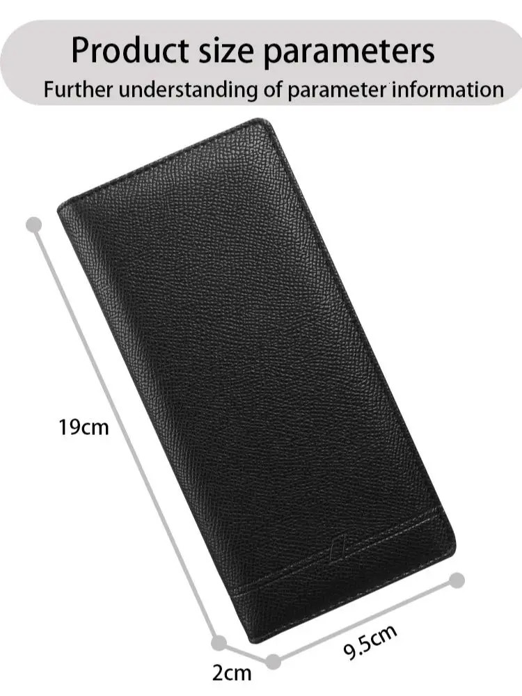 Mens Business Leather Slim Wallet Long Clutch Bifold Checkbook Credit Card Holder Purse with Zipper Coin Pocket Gift for Men 250519