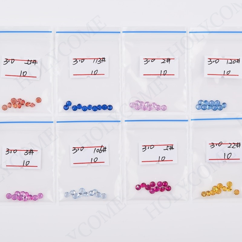 3.0mm Round Brilliant Cut Synthetic Corundum Loose Gemstones Synthetic Spinel Multicolor Wholesale #5 Corundum Ruby Red Stone for DIY Jewelry Making