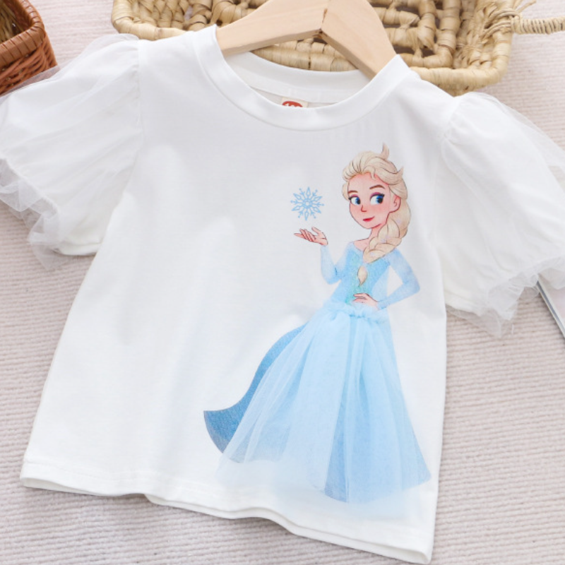 DISNEY girls designer clothes toddler designer clothes Frozen Elsa princess Little girl's summer clothes short sleeves comfortable and soft.