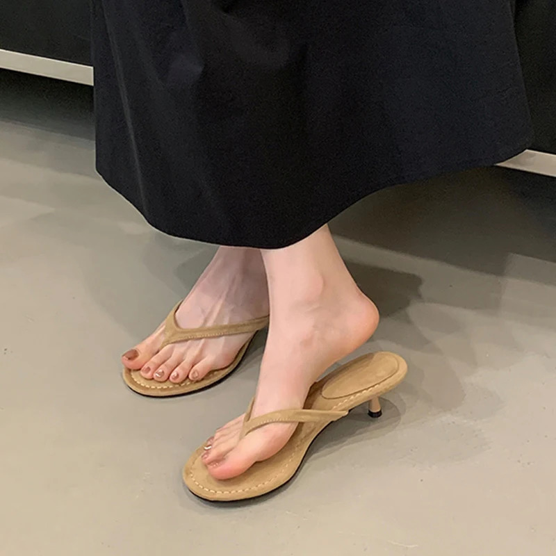 Summer Fashion Slippers Women Low Heels Round Clip Toe Slides Casual Beach Sandals Flip Flops Slip On Shoes Zapatos De Mujer 250519