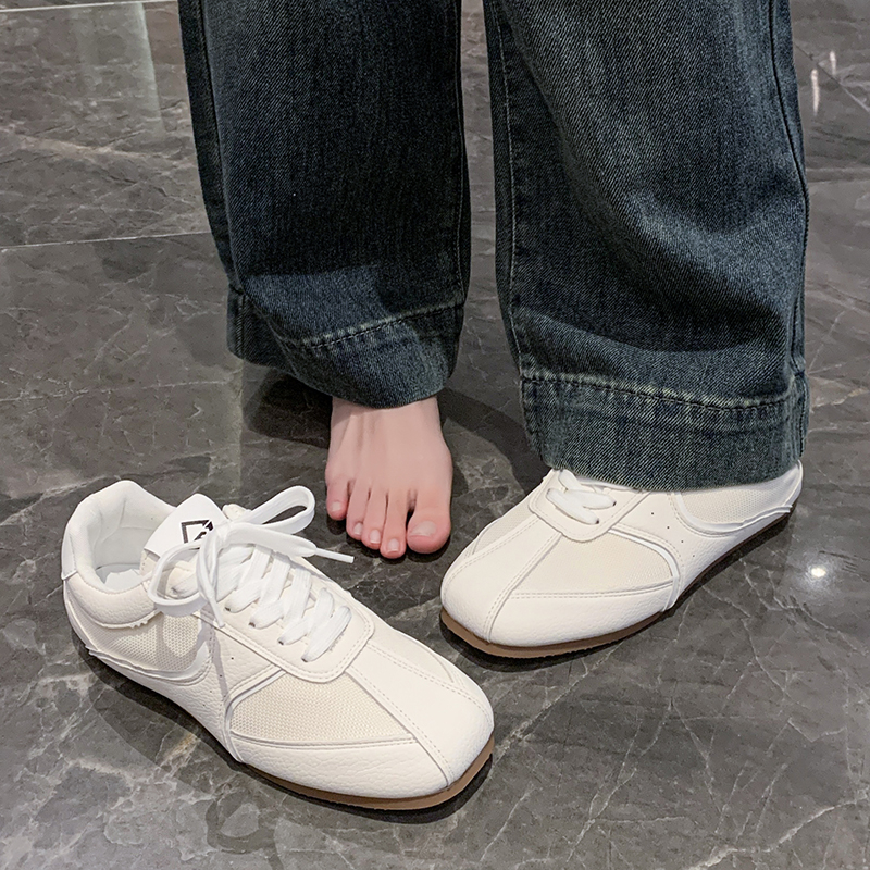 2025 Spring Autumn Metallic GermanTrainer Shoes Flat Ballet Shoes Retro Summer Versatile Soft Bottom Sports and Leisure Board Shoes Fashion Outdoor Ru