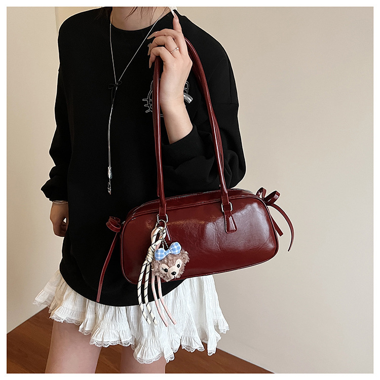 Free Delivery Designer Women's Fashionable Shoulder Bag Korean Style Niche Sweet Bow Handbag New Boston One Shoulder Diagonal Cross Casual Mobile