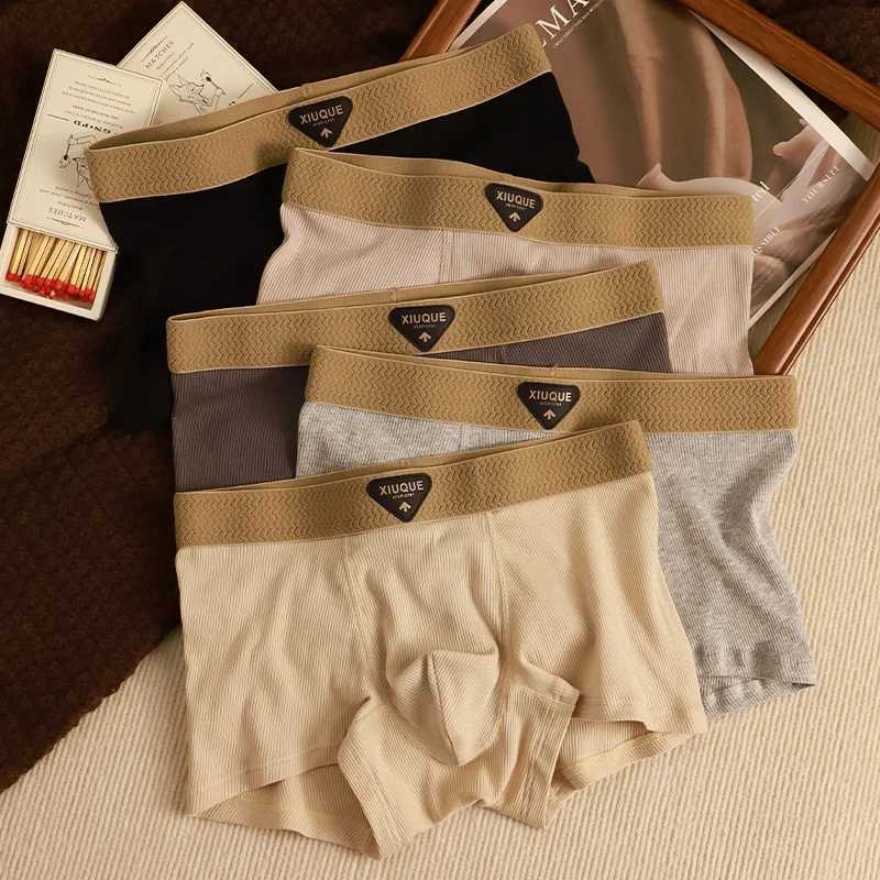 New High-Grade Mens Pants Cotton Breathable Skin-Friendly Threaded Mens Boxer Shorts Comfortable Fashion Shorts Burst Underwea J250516