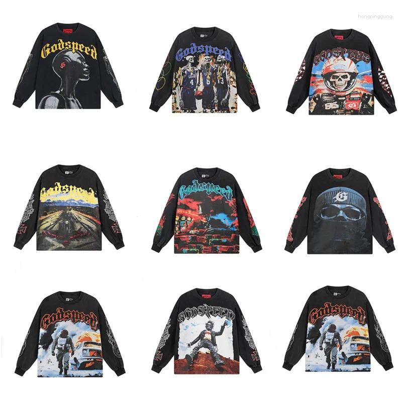Men's T Shirts Top Long Sleeve Multi Versions God Speed T-shirt Men Women Black Blue Apricot Shirt Classic Streetwear Godspeed Clothes Tops