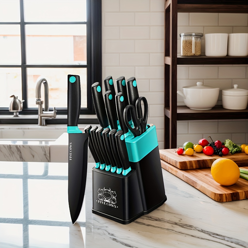 14 Pcs/set Professional Kitchen Knife Set with Sharpener, High Carbon Stainless Steel Chef's Knife Set, Sharp and Rust Resistant, Suitable for Ho