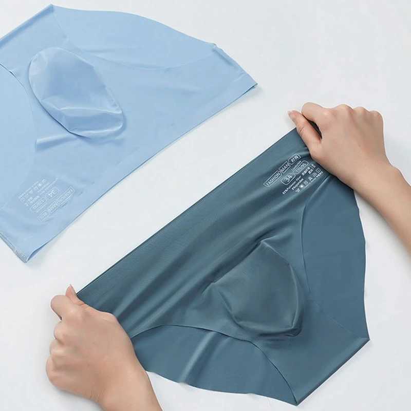 Mens Ice Silk Seamless Briefs Summer New Ultra-thin Transparent Sexy Quick-drying Trendy Breathable Underwear Panties J250516