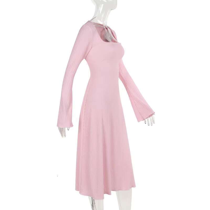 DHEssentials AngelsLine Elegant Long Sleeve A-Line Dress Square Neck Bodycon Bandage Maxi Dress for Parties Casual Wear XS to XL