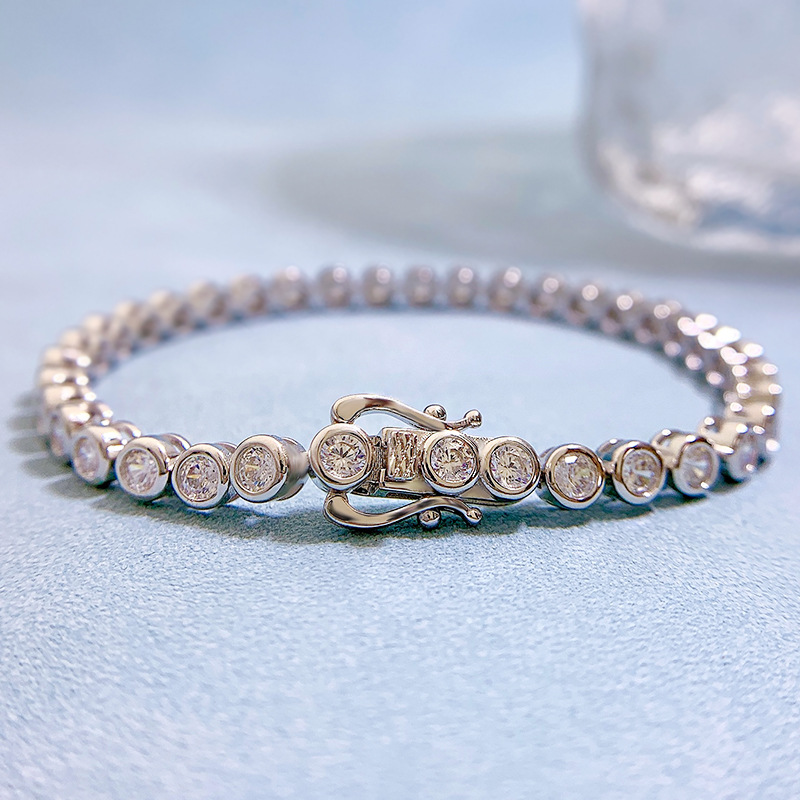 New S925 Silver Luxury High Carbon Diamond Tennis Bracelet Minimalist Full Diamond Chic Fashion Jewelry for Women