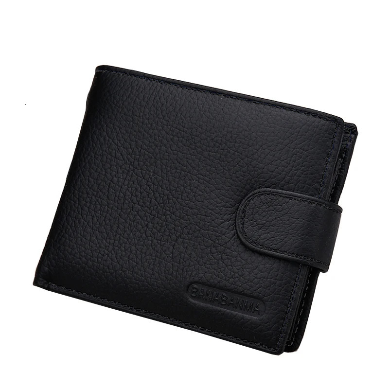 Genuine Leather Mens Wallet Short Money Clip Soft Leather Purse For Man Buckle Multi Card Position Zippe Wallet Men 250516