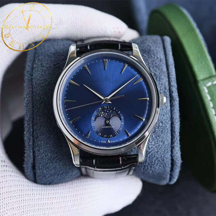Jaeger Le Coutre Reverso Watch Designer Watch Top Swiss Brand Master Of Lunar Phases Automatic Movement Watches Moonphase Leather Gentleman Orologio Di Lusso De9