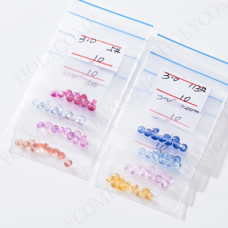 3.0mm Round Brilliant Cut Synthetic Corundum Loose Gemstones Synthetic Spinel Multicolor Wholesale #5 Corundum Ruby Red Stone for DIY Jewelry Making