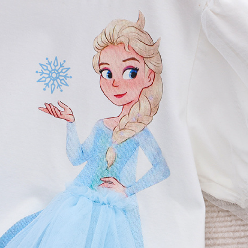 DISNEY girls designer clothes toddler designer clothes Frozen Elsa princess Little girl's summer clothes short sleeves comfortable and soft.