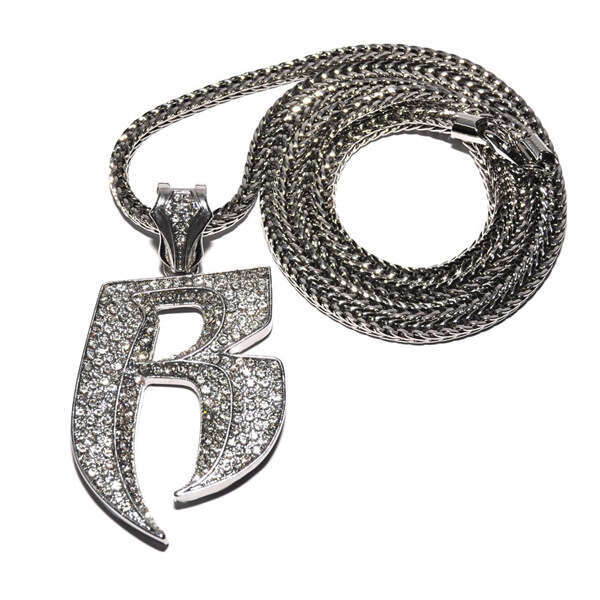 Hip hop Letter Necklace with Rhinestones Trendy Alloy Pendant for Rap Concerts Parties Daily Wear