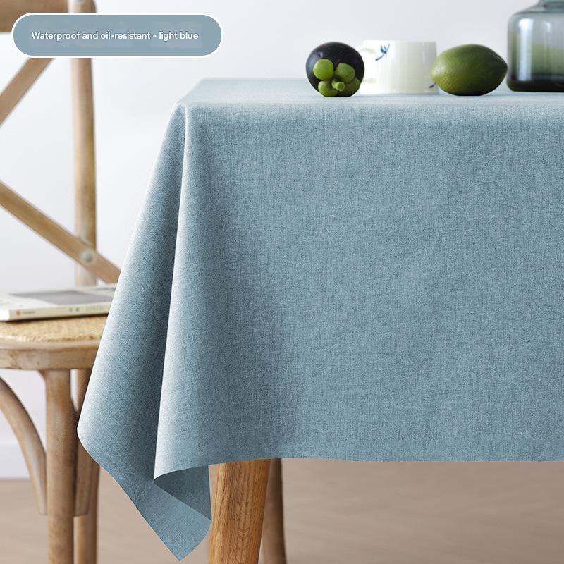 A702 Fabric cotton and linen tablecloth waterproof and oil-proof solid color rectangular tablecloth dust cover towel household coffee table tablecloth