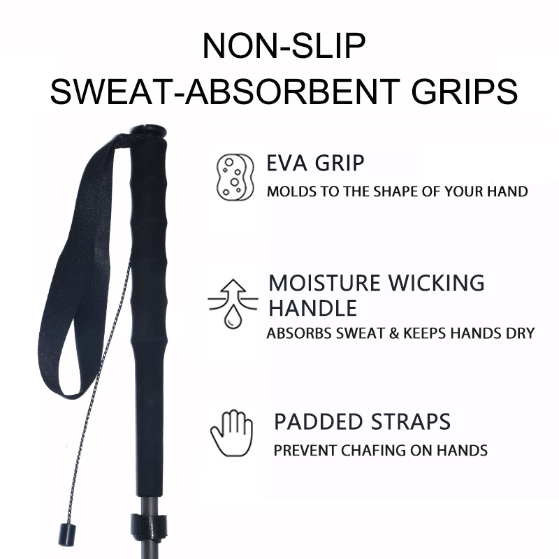 OKHEALING 5 Section Carbon Fiber Trekking Poles Ultra-light Off-road Collapsible Cane Portable Walking Stick with EVA Handle for Hiking, Camping, Back