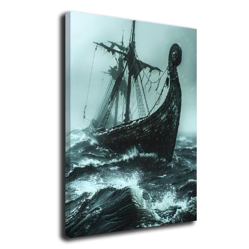 Generic Viking Ship Canvas Poster Wall Art Decor Print Picture Paintings for Living Room Gift ForBedroom Decoration 12x18inch(30x45cm), Frame-style