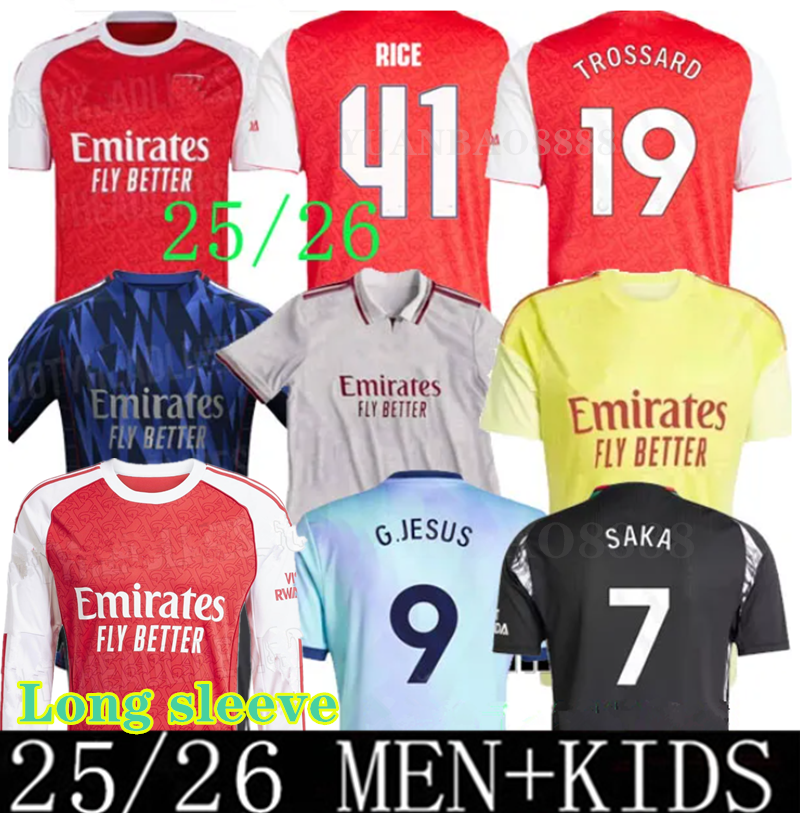 arsenalfootball kits 25 26 ODEGAARD HAVERTZ RICE SAKA soccer jerseys SALIBA Fans Player version 2025 2026 football kits shirt Men Kids sets tops arsen 25 26 jersey 4XL