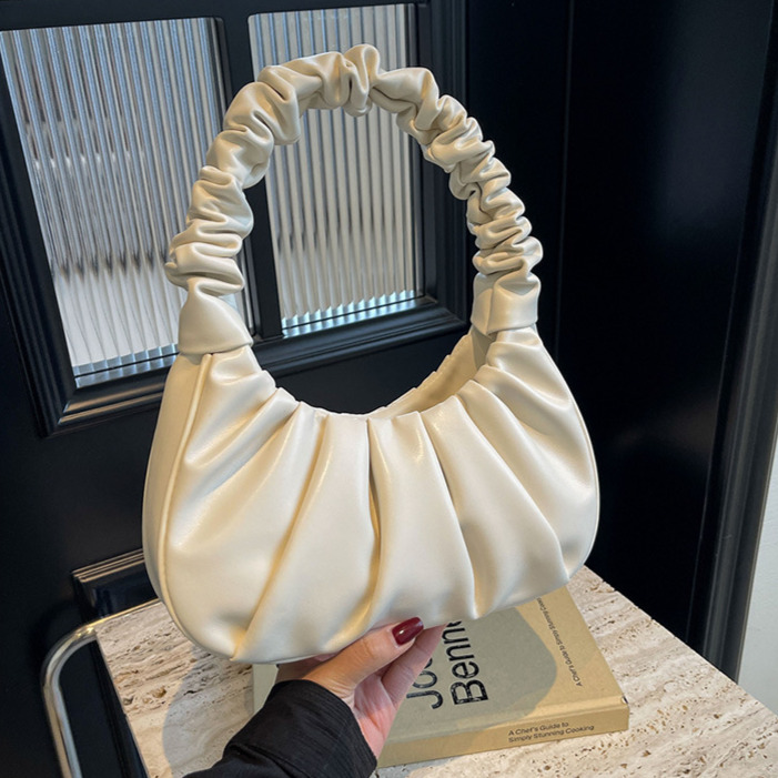 Free Delivery Designer Bag 2025 Fashionable Women's Spring And Summer High-end Handbag Pleated Sleeve Bag Niche Handheld Single Shoulder Dumpling