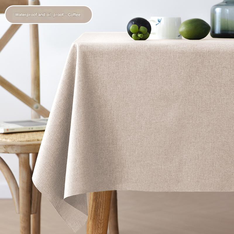 A698 Fabric cotton and linen tablecloth waterproof and oil-proof solid color rectangular tablecloth dust cover towel household coffee table tablecloth