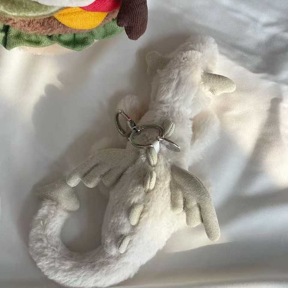 Plush Keychains UK JE Snow Dragon Bag Pendant Cute Plush Toy Doll Bag Pendant Keychain Soothing Toy