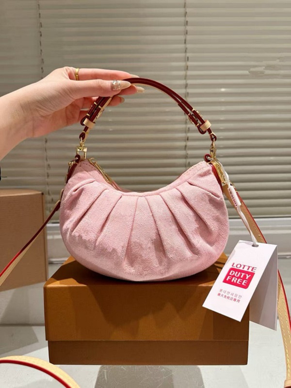 Pink Bag Designer Shoulder Bag Denim Handbag Women Clutch Bags Small Pochette Valley Purse Luxury Pocket Moon Shaped Bag Fashion Hobos Bag Crossbody Bag