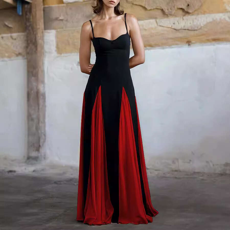 Sheath Dress Women S Elegant Fashionable Sexy Nightclub Trend Off Shoulder Patchwork Large Swing Suspender Women S Evening Dress Summer Dress